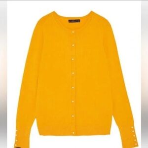 Zara Mustard Yellow Cardigan Sweater